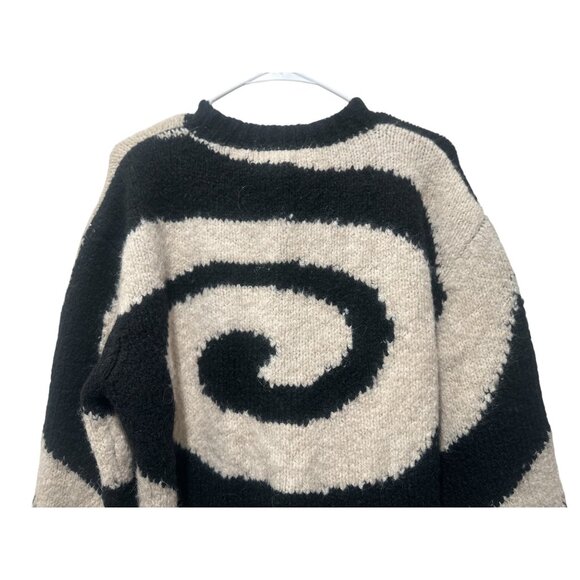Paloma Wool Twister Sweater Women Medium Off White Black Fuzzy Psychedelic Indie - Picture 11 of 16